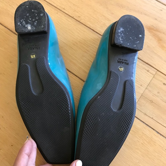 WORN Prada turquoise pointed patent leather flat 7 - Picture 5 of 5